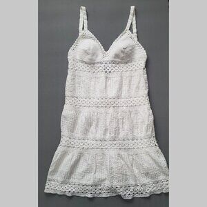 BCBGMAXAZRIA White Crotchet Tiered Dress